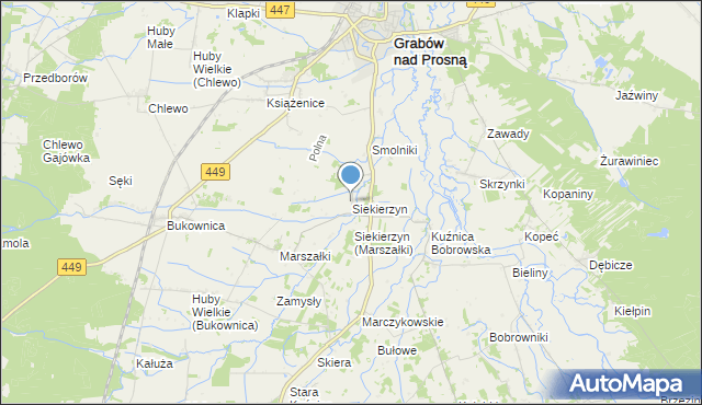 mapa Siekierzyn, Siekierzyn gmina Grabów nad Prosną na mapie Targeo